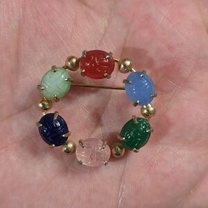 Vintage Egyptian Revival Carved Scarab Brooch